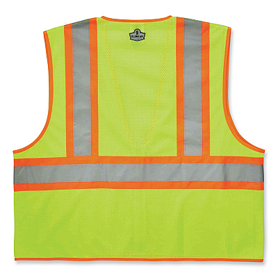 ergodyne GloWear 8229Z Class 2 Economy Two-Tone Zipper Vest, Polyester, 4X-Large/5X-Large, Lime (EGO21299)