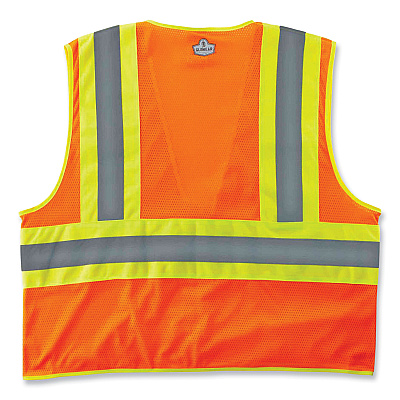 ergodyne GloWear 8229Z Class 2 Economy Two-Tone Zipper Vest, Polyester, 4X-Large/5X-Large, Orange (EGO21309)