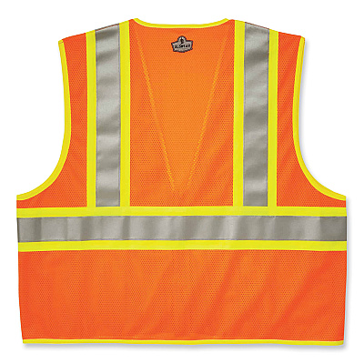 ergodyne GloWear 8230Z Class 2 Two-Tone Mesh Zipper Vest, Polyester, Small/Medium, Orange (EGO21313)