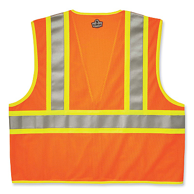 ergodyne GloWear 8230Z Class 2 Two-Tone Mesh Zipper Vest, Polyester, Large/X-Large, Orange (EGO21315)