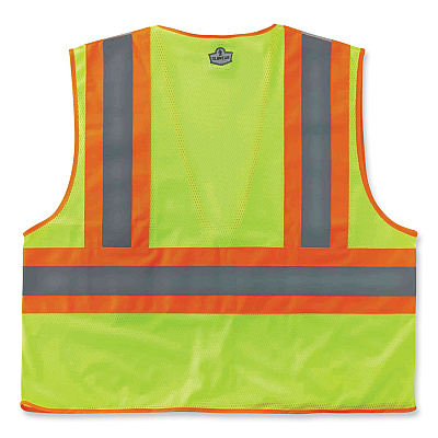 ergodyne GloWear 8230Z Class 2 Two-Tone Mesh Zipper Vest, Polyester, Small/Medium, Lime (EGO21323)