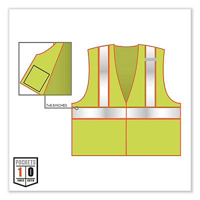 ergodyne GloWear 8230Z Class 2 Two-Tone Mesh Zipper Vest, Polyester, Large/X-Large, Lime (EGO21325)