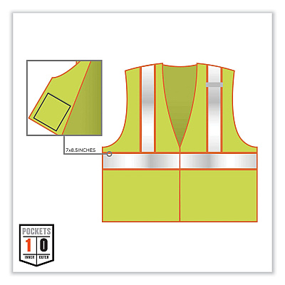 ergodyne GloWear 8230Z Class 2 Two-Tone Mesh Zipper Vest, Polyester, 4X-Large/5X-Large, Lime (EGO21329)