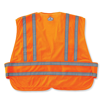 ergodyne GloWear 8244PSV Class 2 Expandable Public Safety Hook and Loop Vest, Polyester, Medium/Large, Orange (EGO21360)