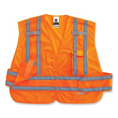 ergodyne GloWear 8244PSV Class 2 Expandable Public Safety Hook and Loop Vest, Polyester, Medium/Large, Orange (EGO21360)