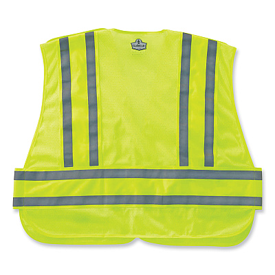 ergodyne GloWear 8244PSV Class 2 Expandable Public Safety Hook and Loop Vest, Polyester, 3X-Large Plus, Lime (EGO21367)