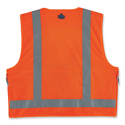 ergodyne GloWear 8250Z Class 2 Surveyors Zipper Vest, Polyester, Small/Medium, Orange (EGO21413)