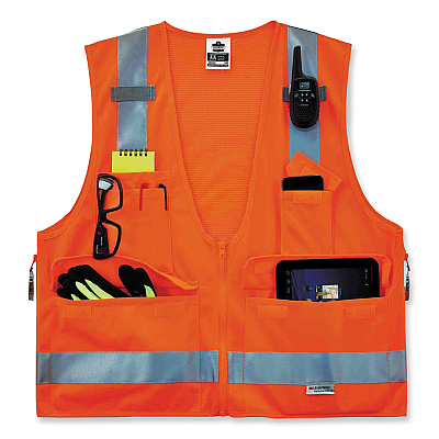 ergodyne GloWear 8250Z Class 2 Surveyors Zipper Vest, Polyester, 2X-Large/3X-Large, Orange (EGO21417)