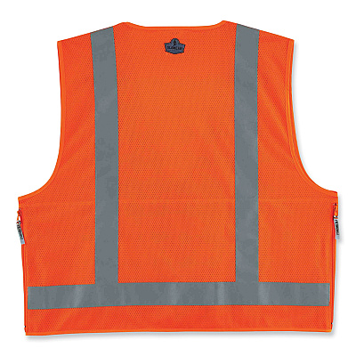 ergodyne GloWear 8250Z Class 2 Surveyors Zipper Vest, Polyester, 4X-Large/5X-Large, Orange (EGO21419)