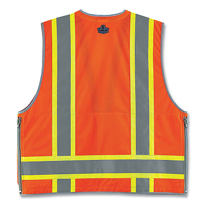 ergodyne GloWear 8254HDZ Class 2 Heavy-Duty Surveyors Zipper Vest, Polyester, Small/Medium, Orange (EGO21453)