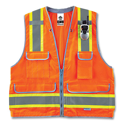 ergodyne GloWear 8254HDZ Class 2 Heavy-Duty Surveyors Zipper Vest, Polyester, Small/Medium, Orange (EGO21453)