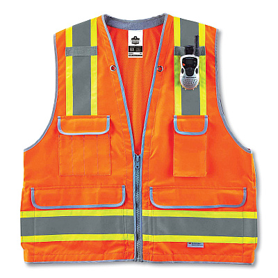 ergodyne GloWear 8254HDZ Class 2 Heavy-Duty Surveyors Zipper Vest, Polyester, Large/X-Large, Orange (EGO21455)