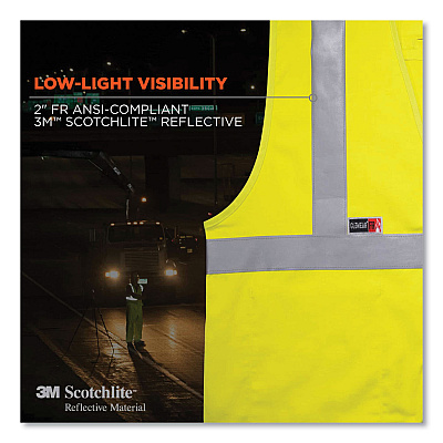 ergodyne GloWear 8261FRHL Class 2 Dual Compliant FR Hook and Loop Safety Vest, 2X-Large/3X-Large, Lime (EGO21467)