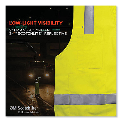 ergodyne GloWear 8262FRZ Class 2 FR Surveyor Zipper Vest, Tencel/Modacrylic/Para-aramid/Kevlar, Large/X-Large, Lime (EGO21485)