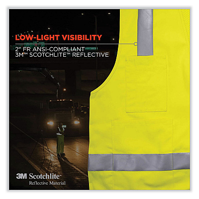 ergodyne GloWear 8262FRZ Class 2 FR Surveyor Zip Vest, Tencel/Modacrylic/Para-aramid/Kevlar, 2X-Large/3X-Large, Lime (EGO21487)