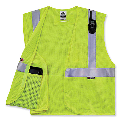 ergodyne GloWear 8260FRHL Class 2 FR Safety Hook and Loop Vest, Modacrylic/Kevlar, Large/X-Large, Lime (EGO21495)