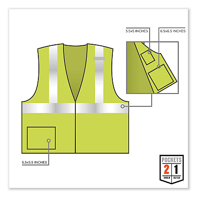 ergodyne GloWear 8217BA Class 2 Breakaway Mesh Vest, Polyester, Large/X-Large, Lime (EGO21525)