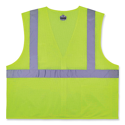 ergodyne GloWear 8256Z Class 2 Self-Extinguishing Zipper Vest, Polyester, Small/Medium, Lime (EGO21573)