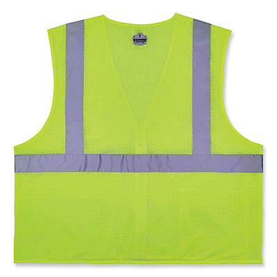 ergodyne GloWear 8256Z Class 2 Self-Extinguishing Zipper Vest, Polyester, Large/X-Large, Lime (EGO21575)