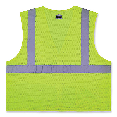 ergodyne GloWear 8256Z Class 2 Self-Extinguishing Zipper Vest, Polyester, 2X-Large/3X-Large, Lime (EGO21577)