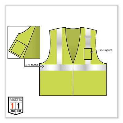 ergodyne GloWear 8256Z Class 2 Self-Extinguishing Zipper Vest, Polyester, 2X-Large/3X-Large, Lime (EGO21577)
