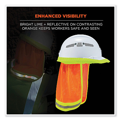 ergodyne GloWear 8005 Hi-Vis Hard Hat Neck Shade, 20 x 12.5, Orange (EGO29051)