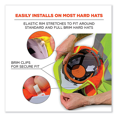 ergodyne GloWear 8005 Hi-Vis Hard Hat Neck Shade, 20 x 12.5, Orange (EGO29051)