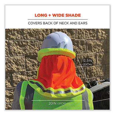 ergodyne GloWear 8005 Hi-Vis Hard Hat Neck Shade, 20 x 12.5, Orange (EGO29051)
