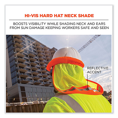 ergodyne GloWear 8005 Hi-Vis Hard Hat Neck Shade, 20 x 12.5, Lime (EGO29053)