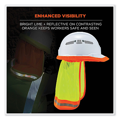 ergodyne GloWear 8005 Hi-Vis Hard Hat Neck Shade, 20 x 12.5, Lime (EGO29053)