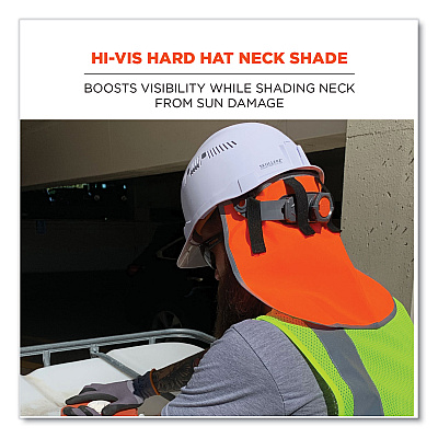 ergodyne GloWear 8006 Hi-Vis Hard Hat Neck Shade, 12.25 x 10.5, Orange (EGO29061)