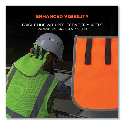 ergodyne GloWear 8006 Hi-Vis Hard Hat Neck Shade, 12.25 x 10.5, Orange (EGO29061)