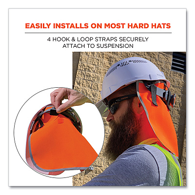 ergodyne GloWear 8006 Hi-Vis Hard Hat Neck Shade, 12.25 x 10.5, Orange (EGO29061)