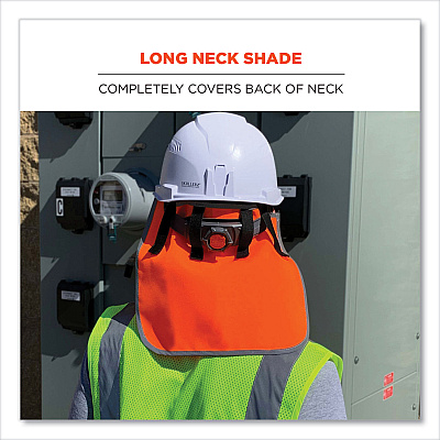 ergodyne GloWear 8006 Hi-Vis Hard Hat Neck Shade, 12.25 x 10.5, Orange (EGO29061)