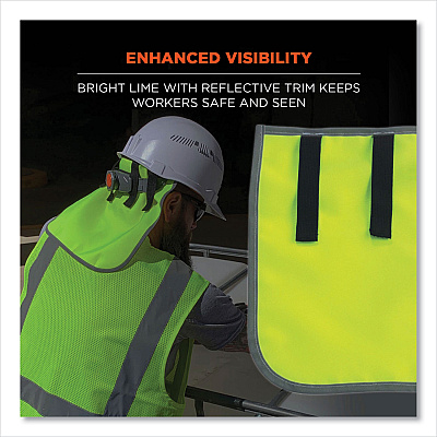 ergodyne GloWear 8006 Hi-Vis Hard Hat Neck Shade, 12.25 x 10.5, Lime (EGO29063)