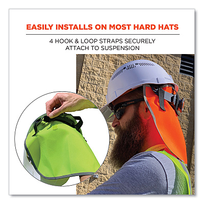 ergodyne GloWear 8006 Hi-Vis Hard Hat Neck Shade, 12.25 x 10.5, Lime (EGO29063)