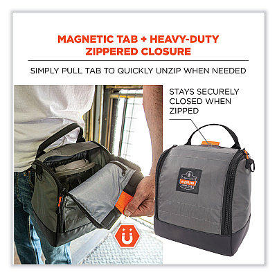 ergodyne Arsenal 5185 Full Respirator Bag with Zipper Magnetic Closure, 5.5 x 9.5 x 9.5, Gray (EGO13185)