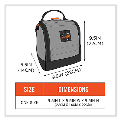 ergodyne Arsenal 5185 Full Respirator Bag with Zipper Magnetic Closure, 5.5 x 9.5 x 9.5, Gray (EGO13185)