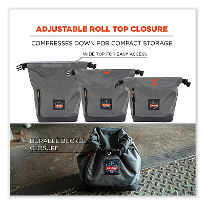 ergodyne Arsenal 5186 Full Respirator Bag with Roll Top Closure, 7.5 x 13.5 x 13.5, Gray (EGO13186)