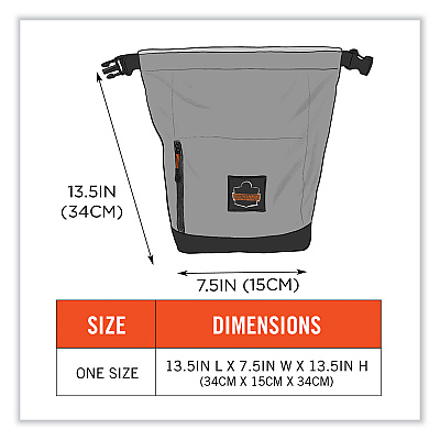 ergodyne Arsenal 5186 Full Respirator Bag with Roll Top Closure, 7.5 x 13.5 x 13.5, Gray (EGO13186)