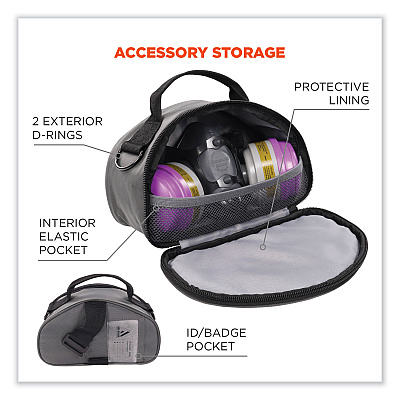 ergodyne Arsenal 5187 Clamshell Half Respirator Bag with Zipper Closure, 4 x 9 x 5, Gray (EGO13187)