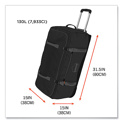 ergodyne Arsenal 5032 Water-Resistant Wheeled Duffel Bag, 15 x 31.5 x 15, Black (EGO13037)
