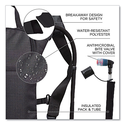 ergodyne Chill-Its 5155 Low Profile Hydration Pack, 2 L, Black (EGO13155)