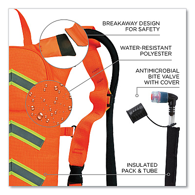 ergodyne Chill-Its 5155 Low Profile Hydration Pack, 2 L, Hi-Vis Orange (EGO13157)