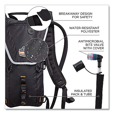 ergodyne Chill-Its 5156 Low Profile Hydration Pack, 3 L, Black (EGO13161)