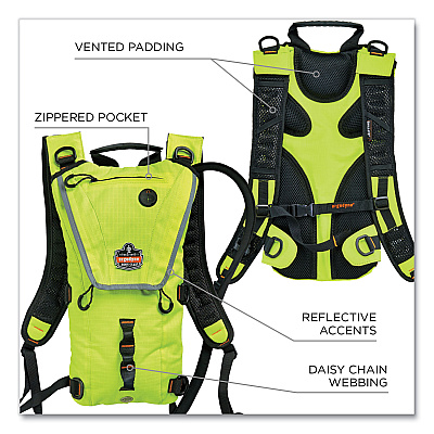 ergodyne Chill-Its 5156 Low Profile Hydration Pack, 3 L, Hi-Vis Lime (EGO13162)