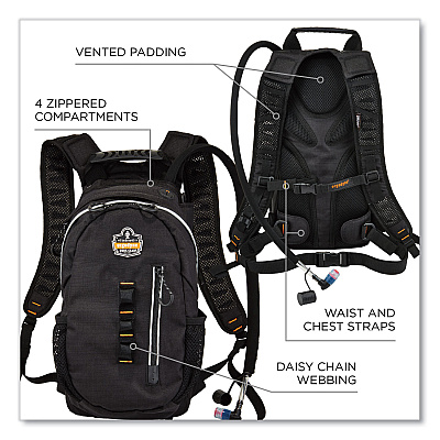 ergodyne Chill-Its 5157 Cargo Hydration Pack with Storage, 3 L, Black (EGO13163)