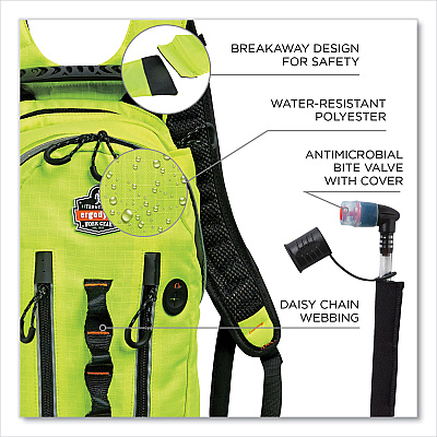 ergodyne Chill-Its 5157 Cargo Hydration Pack with Storage, 3 L, Hi-Vis Lime (EGO13164)