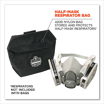 ergodyne Arsenal 5182 Half Mask Respirator Pack with Hook-and-Loop Closure, 7 x 4 x 10, Black (EGO13182)
