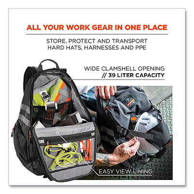 ergodyne Arsenal 5188 PPE Jobsite Backpack, 7 x 15 x 20, Black (EGO13188)